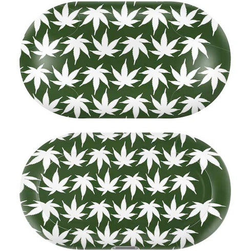 Marijuana Leaf White Pattern Galaxy Buds Plus Skin