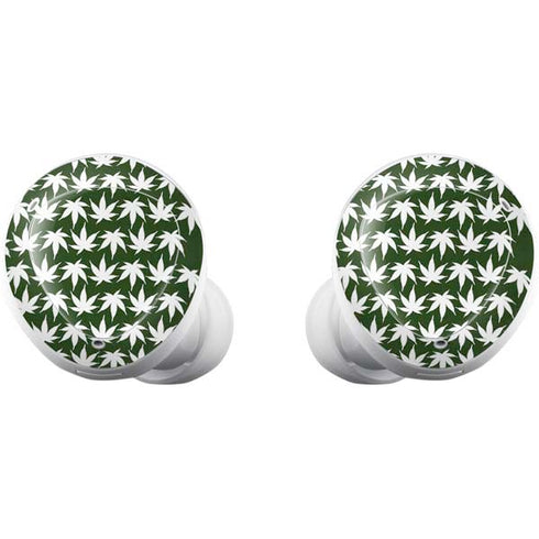 Marijuana Leaf White Pattern Galaxy Buds Plus Skin