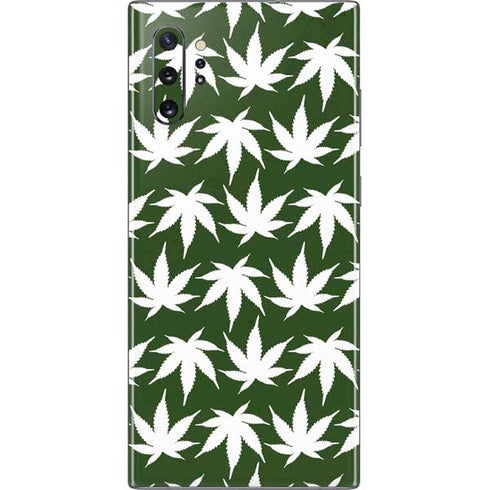 Marijuana Leaf White Pattern Galaxy Note 10 Plus Skin