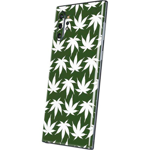 Marijuana Leaf White Pattern Galaxy Note 10 Plus Skin