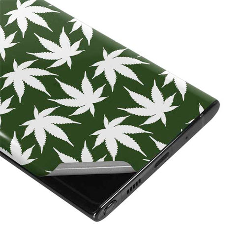 Marijuana Leaf White Pattern Galaxy Note 10 Plus Skin