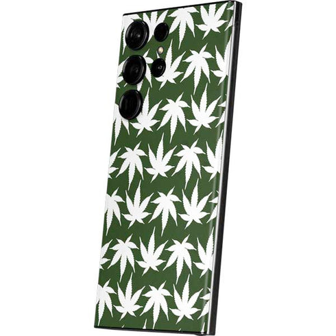 Marijuana Leaf White Pattern Galaxy Skins