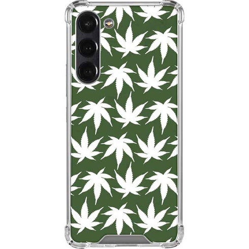 Marijuana Leaf White Pattern Galaxy S24 FE Clear Case