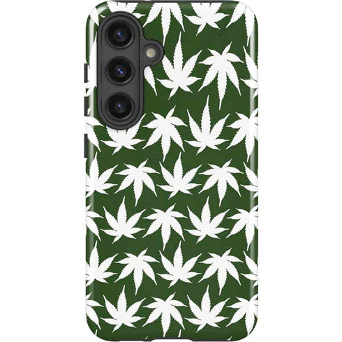 Marijuana Leaf White Pattern Galaxy S25 Impact Case
