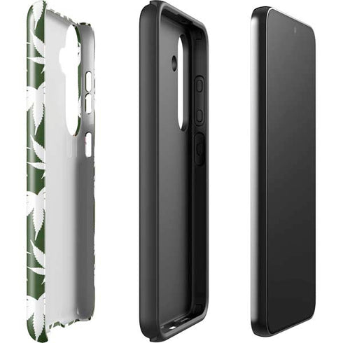 Marijuana Leaf White Pattern Galaxy S25 Plus Impact Case