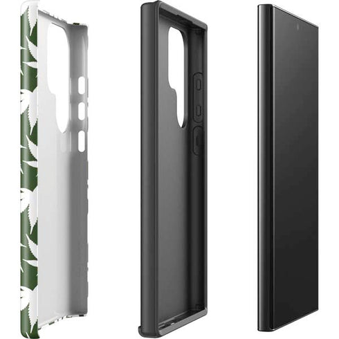 Marijuana Leaf White Pattern Galaxy S25 Ultra Impact Case