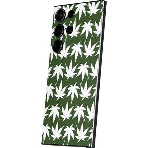 Marijuana Leaf White Pattern Galaxy S24 Ultra Skin