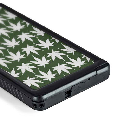 Marijuana Leaf White Pattern Galaxy S24 Ultra Waterproof Case
