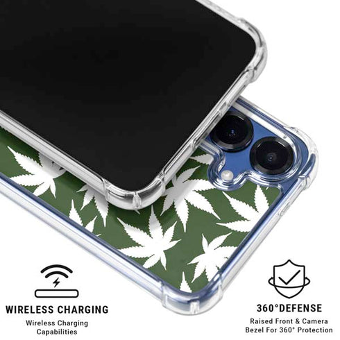 Marijuana Leaf White Pattern Galaxy S25 Clear Case