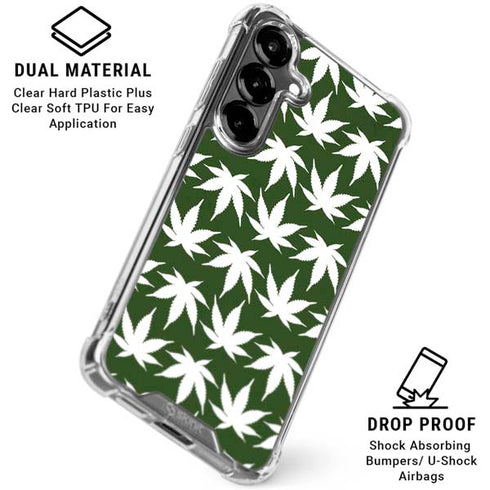 Marijuana Leaf White Pattern Galaxy S26 Clear Case