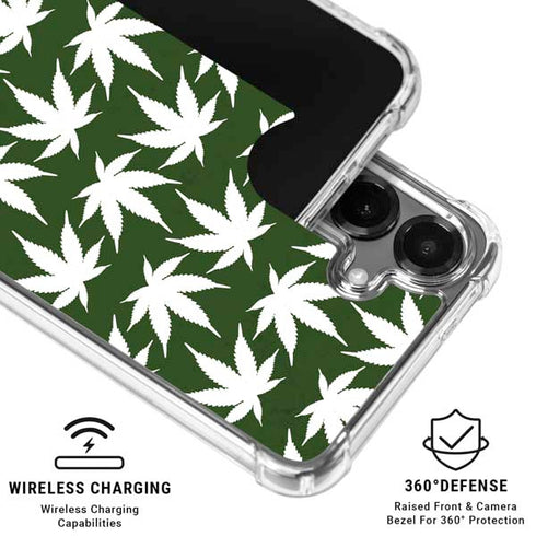 Marijuana Leaf White Pattern Galaxy S26 Plus Clear Case