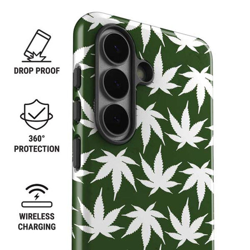 Marijuana Leaf White Pattern Galaxy S26 Plus Impact Case