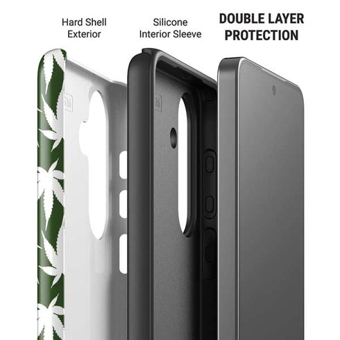 Marijuana Leaf White Pattern Galaxy S26 Plus Impact Case