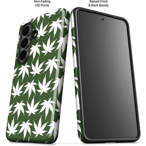 Marijuana Leaf White Pattern Galaxy S26 Plus Impact Case