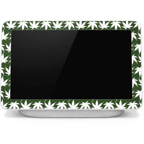 Marijuana Leaf White Pattern Google Home Hub Skin