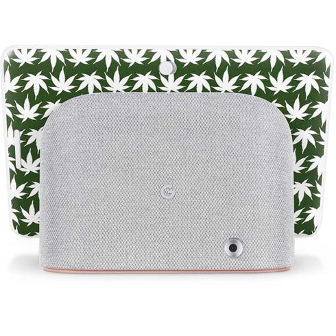 Marijuana Leaf White Pattern Google Home Hub Skin