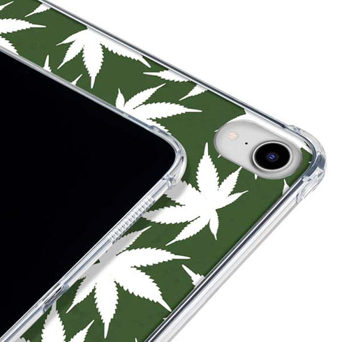 Marijuana Leaf White Pattern iPad 11th Gen (2025) Clear Case