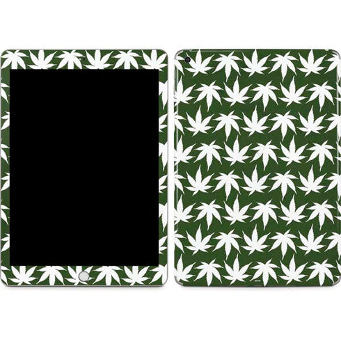 Marijuana Leaf White Pattern Apple iPad Skin
