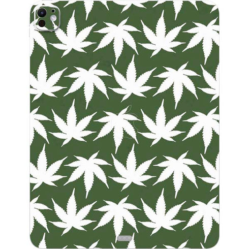 Marijuana Leaf White Pattern iPad Pro 13in M4 (2024) Skin