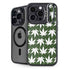Marijuana Leaf White Pattern iPhone 14 Pro Kickstand Case