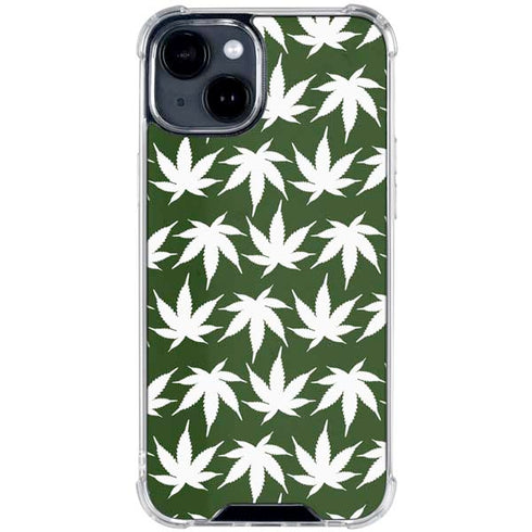 Marijuana Leaf White Pattern iPhone 15 Clear Case