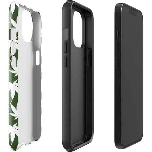 Marijuana Leaf White Pattern iPhone 15 Impact Case
