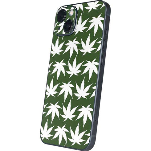 Marijuana Leaf White Pattern iPhone 15 Skin