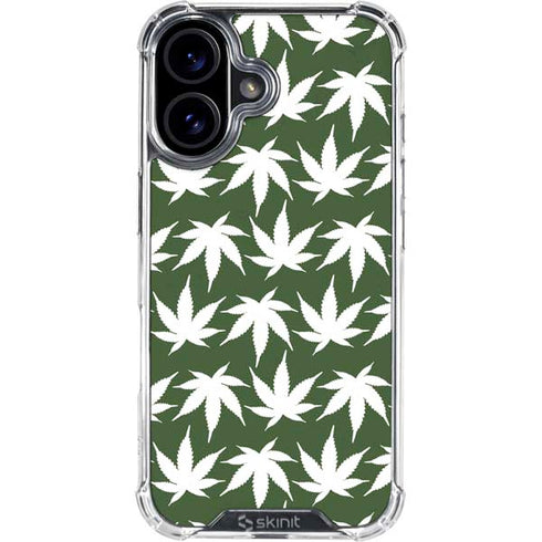 Marijuana Leaf White Pattern iPhone 16 Clear Case