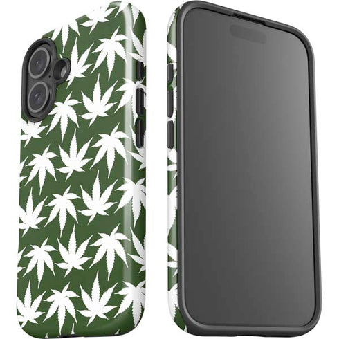 Marijuana Leaf White Pattern iPhone 16 Impact Case