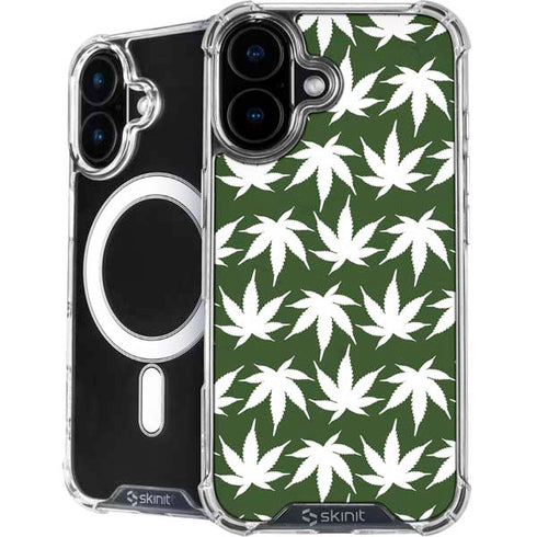 Marijuana Leaf White Pattern iPhone 16 MagSafe Case