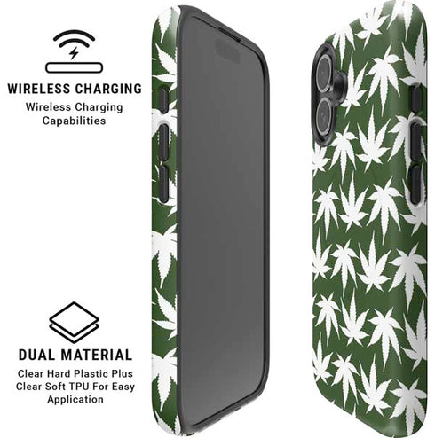 Marijuana Leaf White Pattern iPhone 16 Magsafe Impact Case
