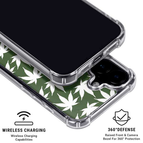 Marijuana Leaf White Pattern iPhone 16 Plus Clear Case
