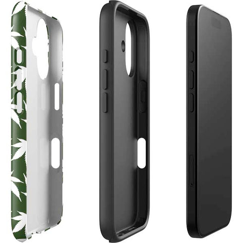 Marijuana Leaf White Pattern iPhone 16 Plus Impact Case