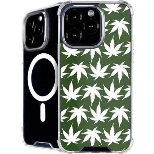 Marijuana Leaf White Pattern iPhone 16 Pro MagSafe Case