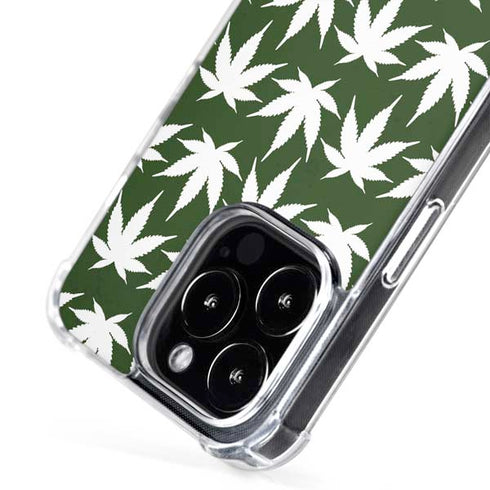 Marijuana Leaf White Pattern iPhone 16 Pro MagSafe Case