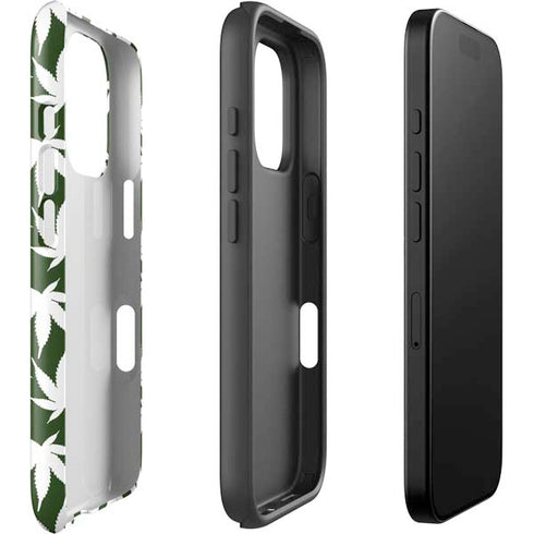 Marijuana Leaf White Pattern iPhone 16 Pro Max Impact Case