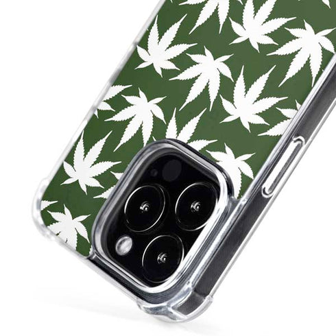 Marijuana Leaf White Pattern iPhone 16 Pro Max MagSafe Case