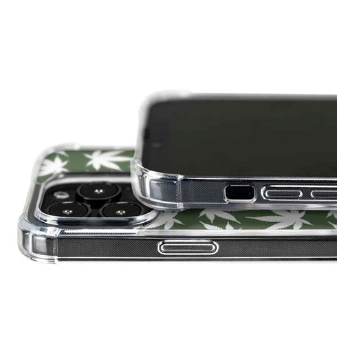 Marijuana Leaf White Pattern iPhone 16 Pro Max MagSafe Case