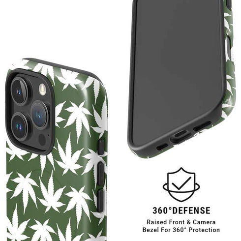 Marijuana Leaf White Pattern iPhone 16 Pro Max Magsafe Impact Case