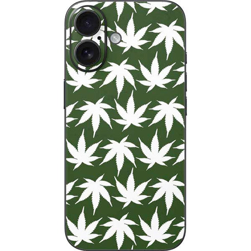 Marijuana Leaf White Pattern iPhone 16 Skin