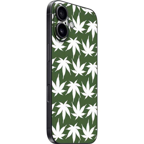 Marijuana Leaf White Pattern iPhone 16 Skin