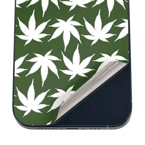 Marijuana Leaf White Pattern iPhone 16 Skin