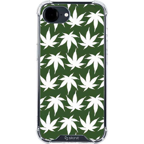 Marijuana Leaf White Pattern iPhone 16e Clear Case