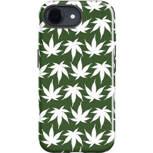 Marijuana Leaf White Pattern iPhone 16e Impact Case