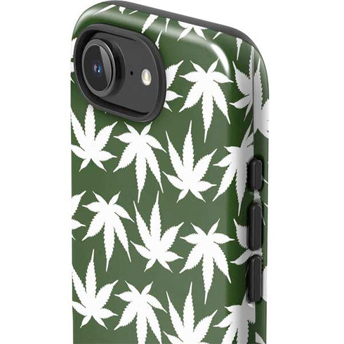 Marijuana Leaf White Pattern iPhone 16e Impact Case