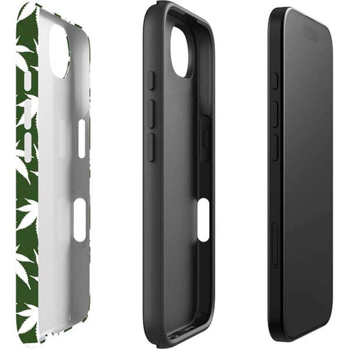 Marijuana Leaf White Pattern iPhone 16e Impact Case