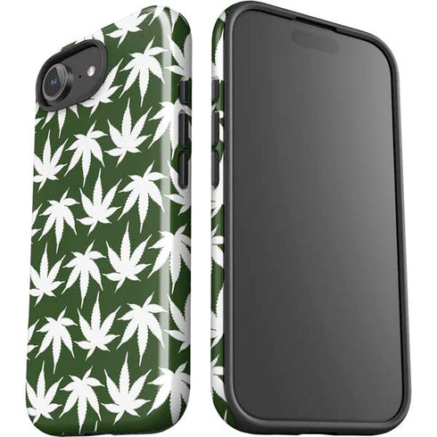 Marijuana Leaf White Pattern iPhone 16e Impact Case