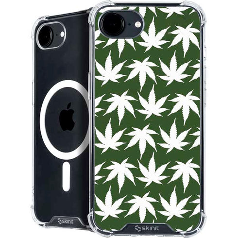 Marijuana Leaf White Pattern iPhone 16e MagSafe Case