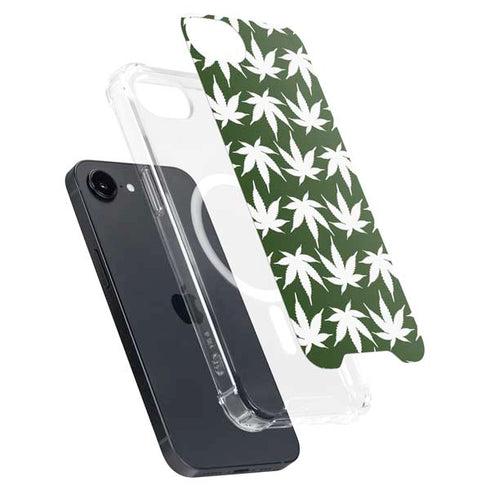 Marijuana Leaf White Pattern iPhone 16e MagSafe Case