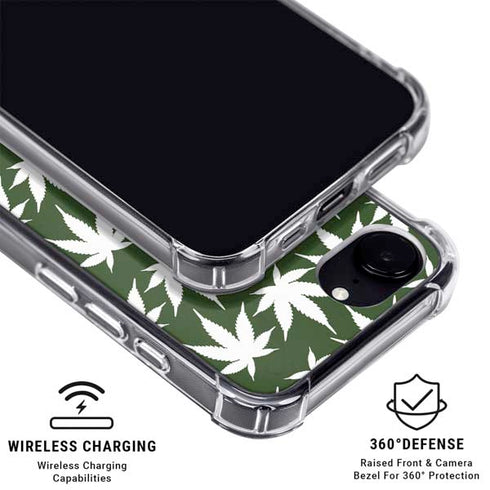Marijuana Leaf White Pattern iPhone 16e MagSafe Case